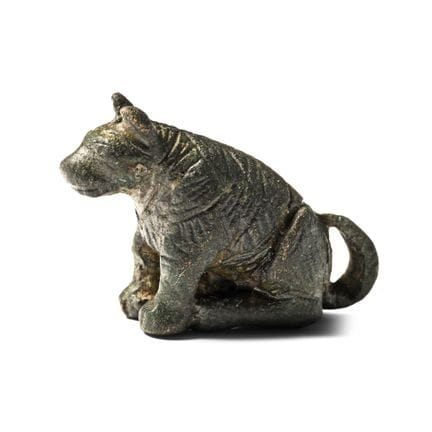 Roman Bronze Seated Dog Statuette. 2nd-3rd century