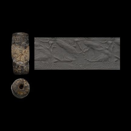 Western Asiatic Banded Agate Cylinder Seal with Gr