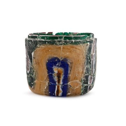 Roman Banded Glass Pyxis. 1st century A.D. Drum-sh