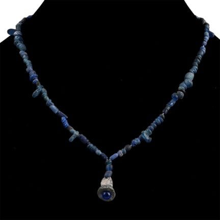 Roman and Other Dark Blue Glass Bead Necklace Stri