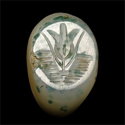 Sasanian Moss Agate Stamp Seal with Flower. 3rd-7t