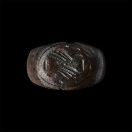 Roman Bronze Betrothal Ring with Clasped Hands. Ci