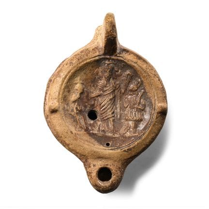 Roman Terracotta Oil Lamp with Gods. 2nd century A
