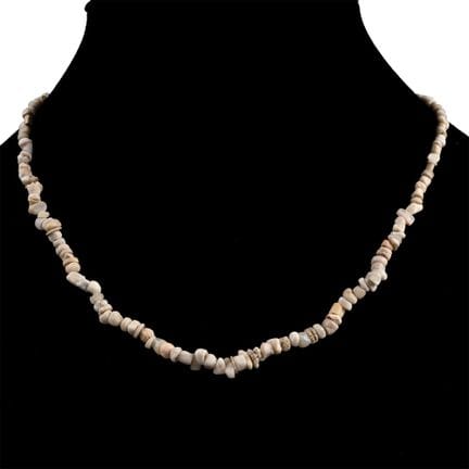 Western Asiatic White Stone Bead Necklace String. 