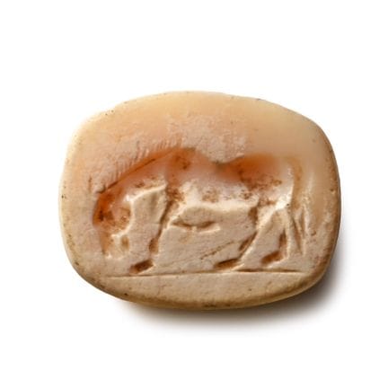 Roman Cream Gemstone with Grazing Horse. 1st centu