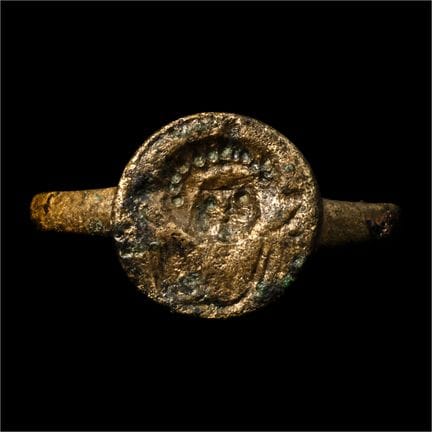 Byzantine Bronze Ring with Figure of an Empress. T