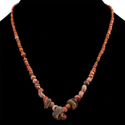 Roman and Other Coral-Coloured Glass Bead Necklace