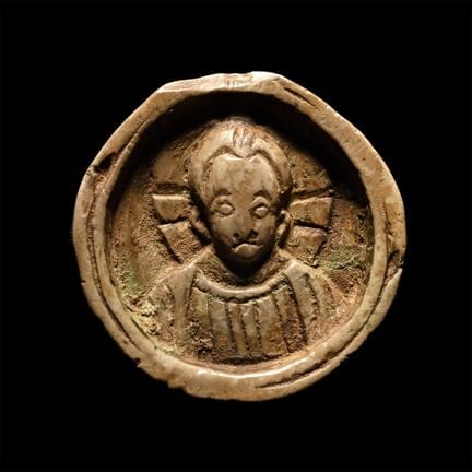 Byzantine Stone Pendant with Engraved Saint. The K