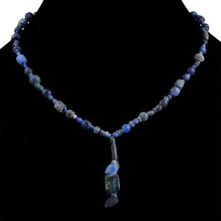 Roman and Other Dark Blue Glass Bead Necklace Stri