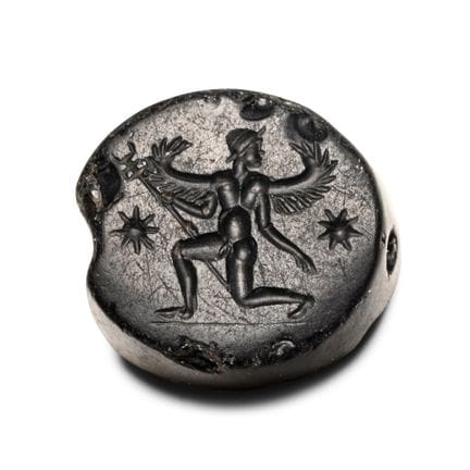 Western Asiatic Black Gemstone with Winged Genius.
