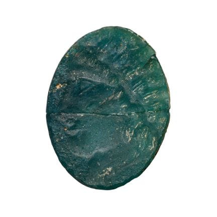 Large Bactrian Blue Glass Intaglio with Portrait. 