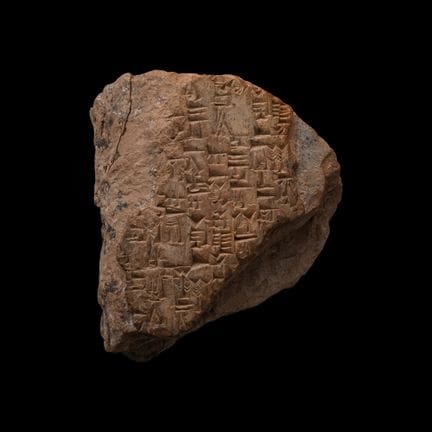 Mesopotamian Terracotta Cuneiform Tablet Fragment.