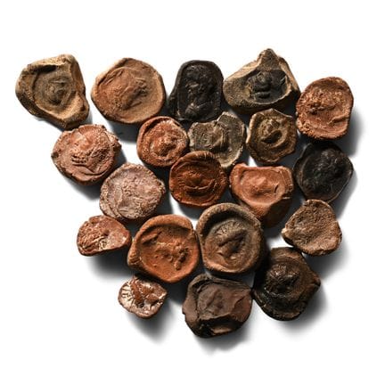 Roman Terracotta Bullae, Tesserae or Token Group. 
