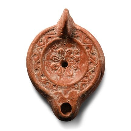 Roman Terracotta Oil Lamp with Rosette. North Afri