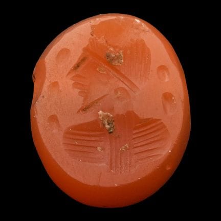 Sasanian Carnelian Stamp Seal with Bust. 3rd-7th c