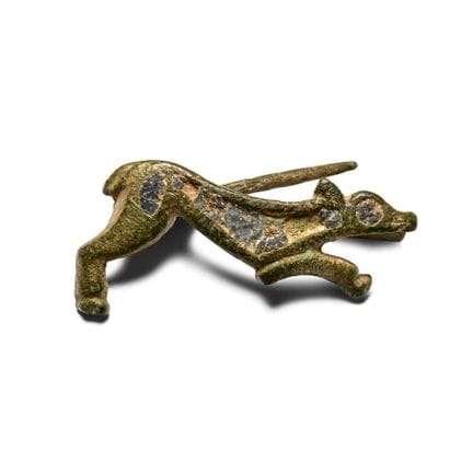 Romano-British Enamelled Bronze Running Dog Brooch