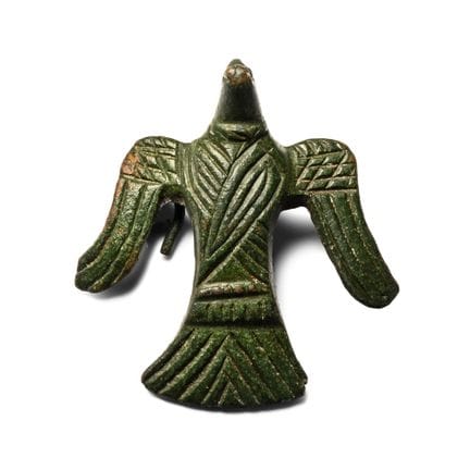 Roman Engraved Bronze Flying Bird Brooch. Circa 2n