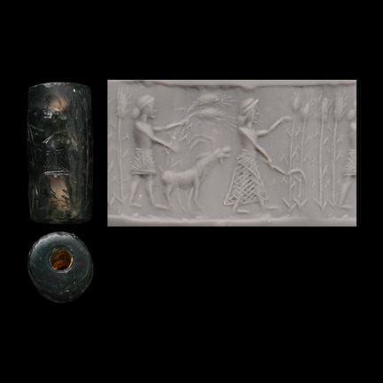 Western Asiatic Moss Agate Cylinder Seal with Farm