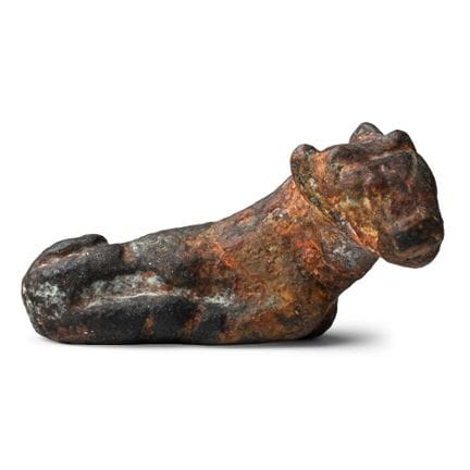 Western Asiatic Bronze Recumbent Bull Statuette. L