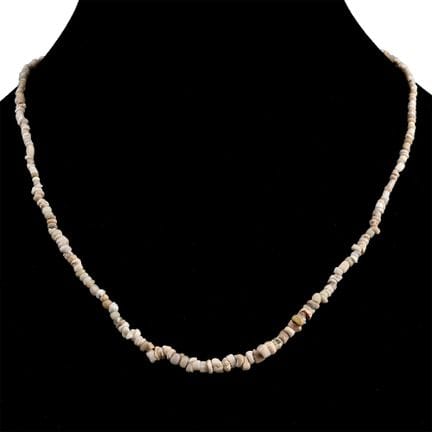 Western Asiatic White Stone Bead Necklace String. 