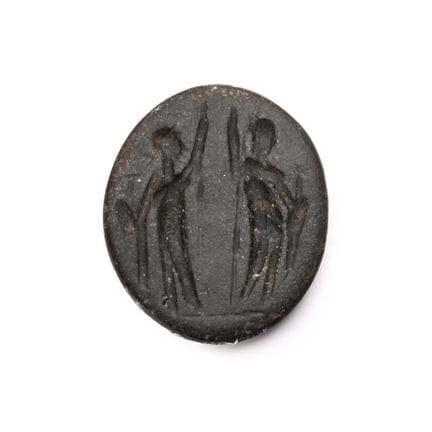 Roman Black Gemstone with Castor and Pollux. 2nd-3