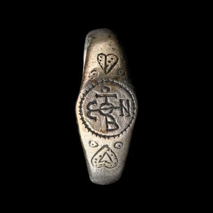 Byzantine Silver Ring with Niello and Monogram. Th