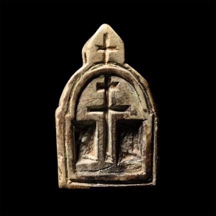 Byzantine Stone Pendant of a Church with Cross. Th
