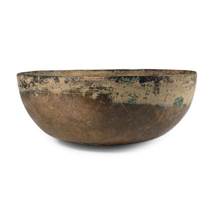Large Qaznavid Bronze Bowl with Star-Burst Design 