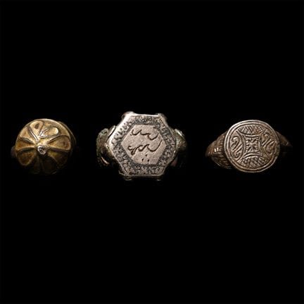 Western Asiatic Silver-Coloured Metal Ring Group. 