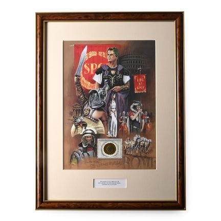 Bronze Roman Coin and Framed Limited Edition Print