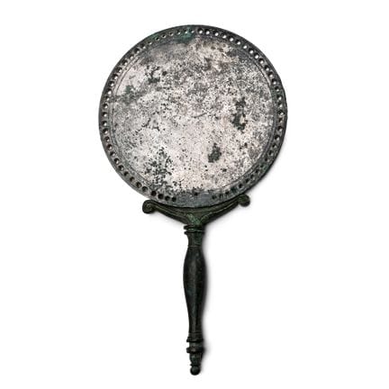 Roman Bronze Mirror Handle and Tinned Mirror. Circ
