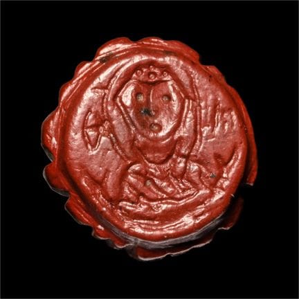 Byzantine Red Stone Stamp Seal with Bust of Mary. 