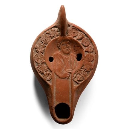 Late Roman Terracotta Oil Lamp with Bust. 5th-6th 
