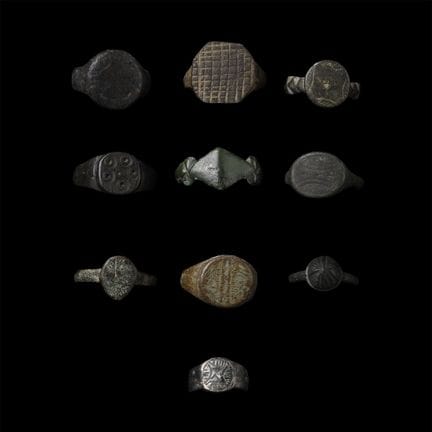 Roman to Medieval Bronze Ring Group. Circa 1st-16t