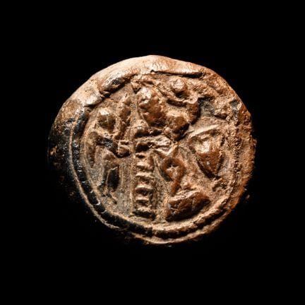 Byzantine Ceramic Bulla with Calvary Scene. The Ka