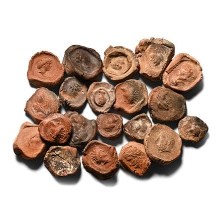 Roman Terracotta Bullae, Tesserae or Token Group. 