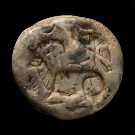 Western Asiatic Grey Marble Stone Stamp Seal with 