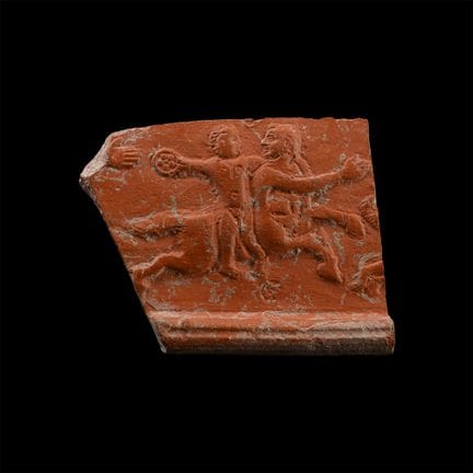 Roman Redware Vessel Sherd with Achilles Riding a 