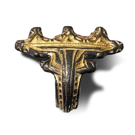 Große angelsächsische, vergoldete Bronze-Brosche m