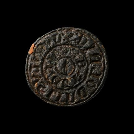 Très grande matrice de sceau médiévale en bronze d