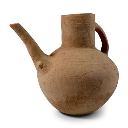 Terrakotta-Gießgefäß mit Henkel aus Luristan. Bron