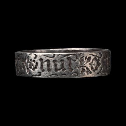 Bague médiévale en argent avec inscription « Vous 