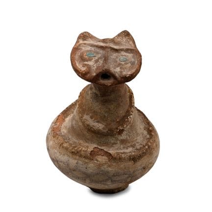 Vase en terre cuite d'Asie occidentale à tête de l