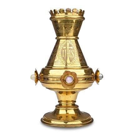 Grand encensoir en laiton orné de pierres précieus