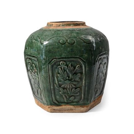 Pot à gingembre chinois à glaçure verte. Vers le X