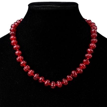 Collier indien en verre rouge avec perles en forme