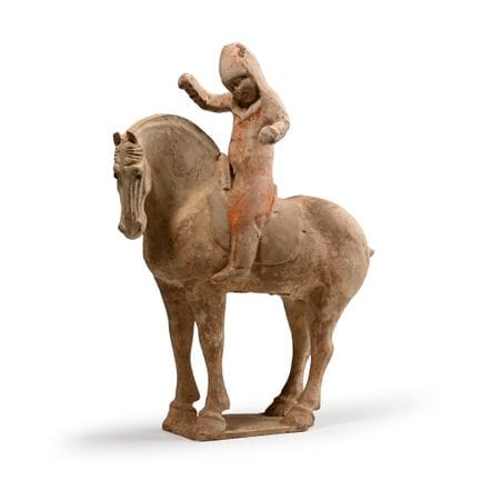 Cheval et cavalier en terre cuite de la dynastie H