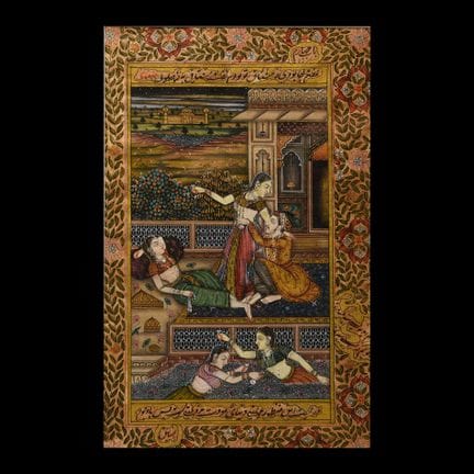 Peinture à l'aquarelle indienne encadrée représent