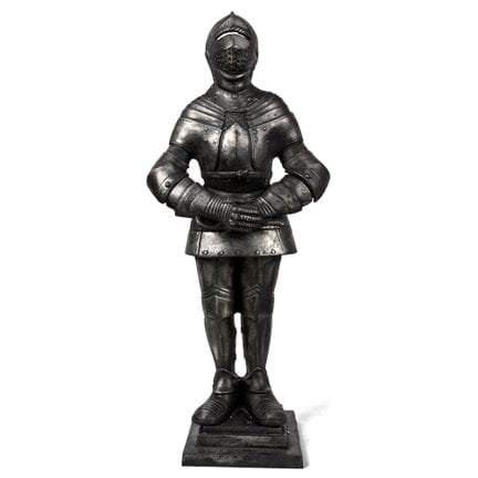 Chevalier en armure, figurine de cheminée en fonte