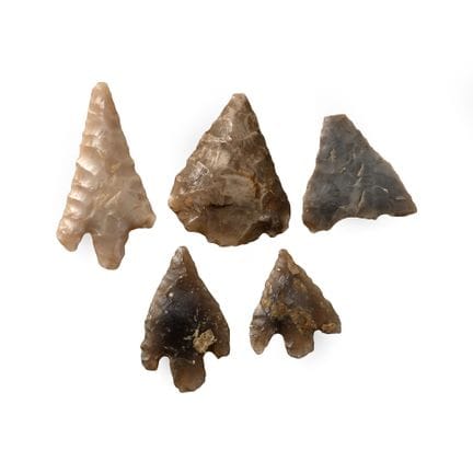 Collection de pointes de flèche en silex taillé de